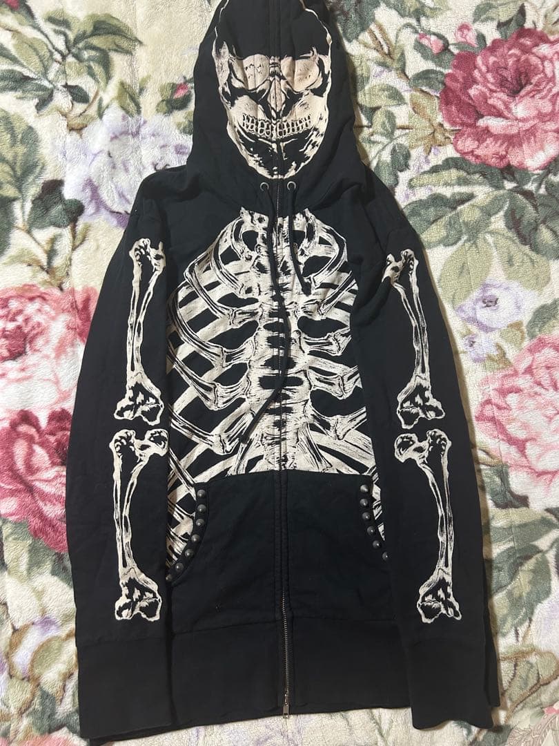 Glad news フルジップ スカル パーカー