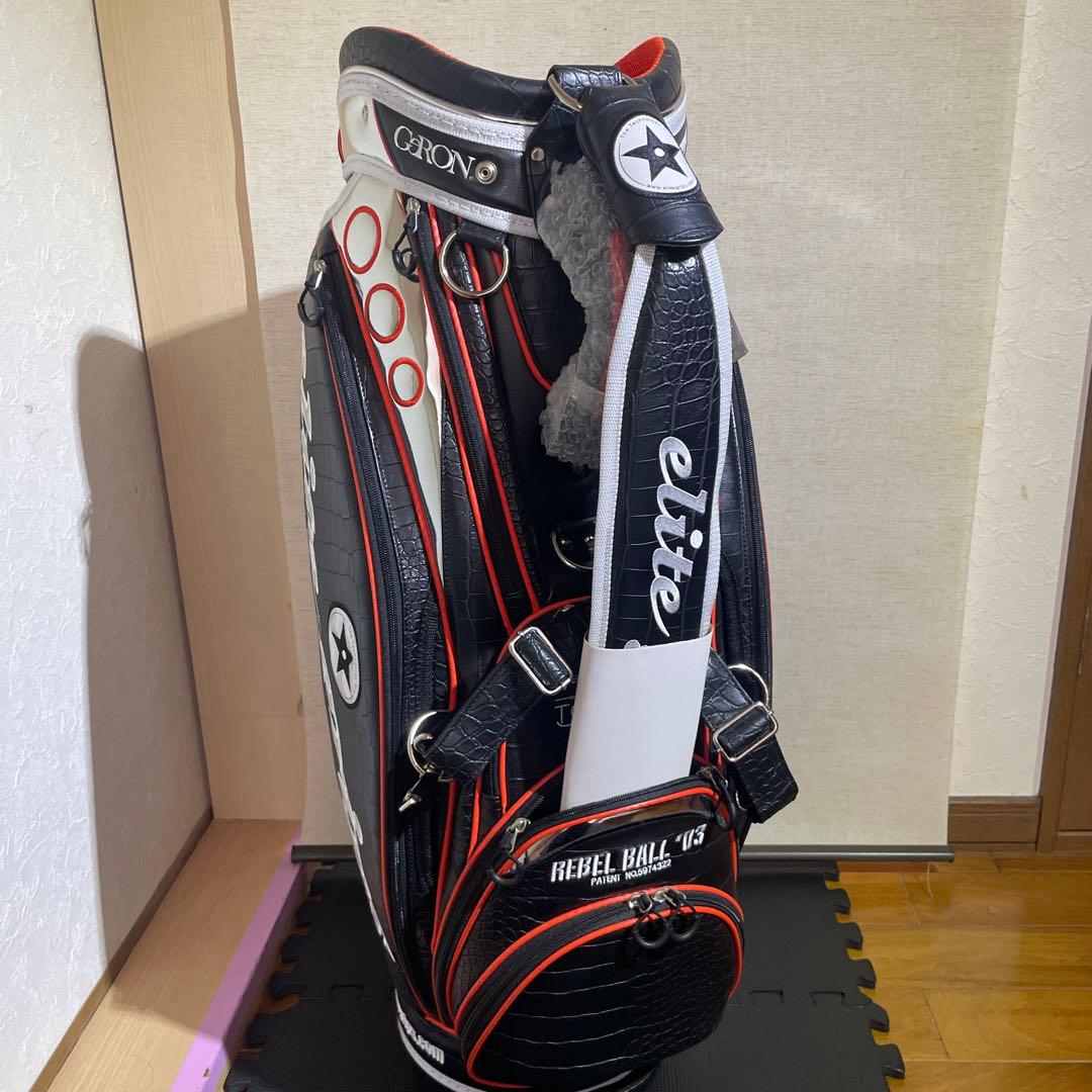 elite grips 1SPEED キャディバッグ 黒/オレンジ クロコ柄