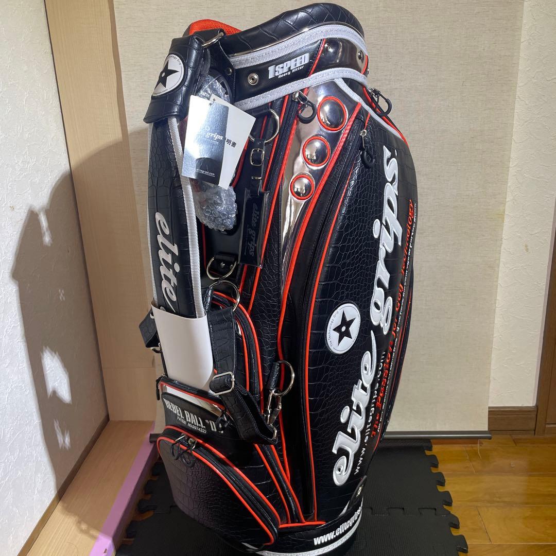 elite grips 1SPEED キャディバッグ 黒/オレンジ クロコ柄