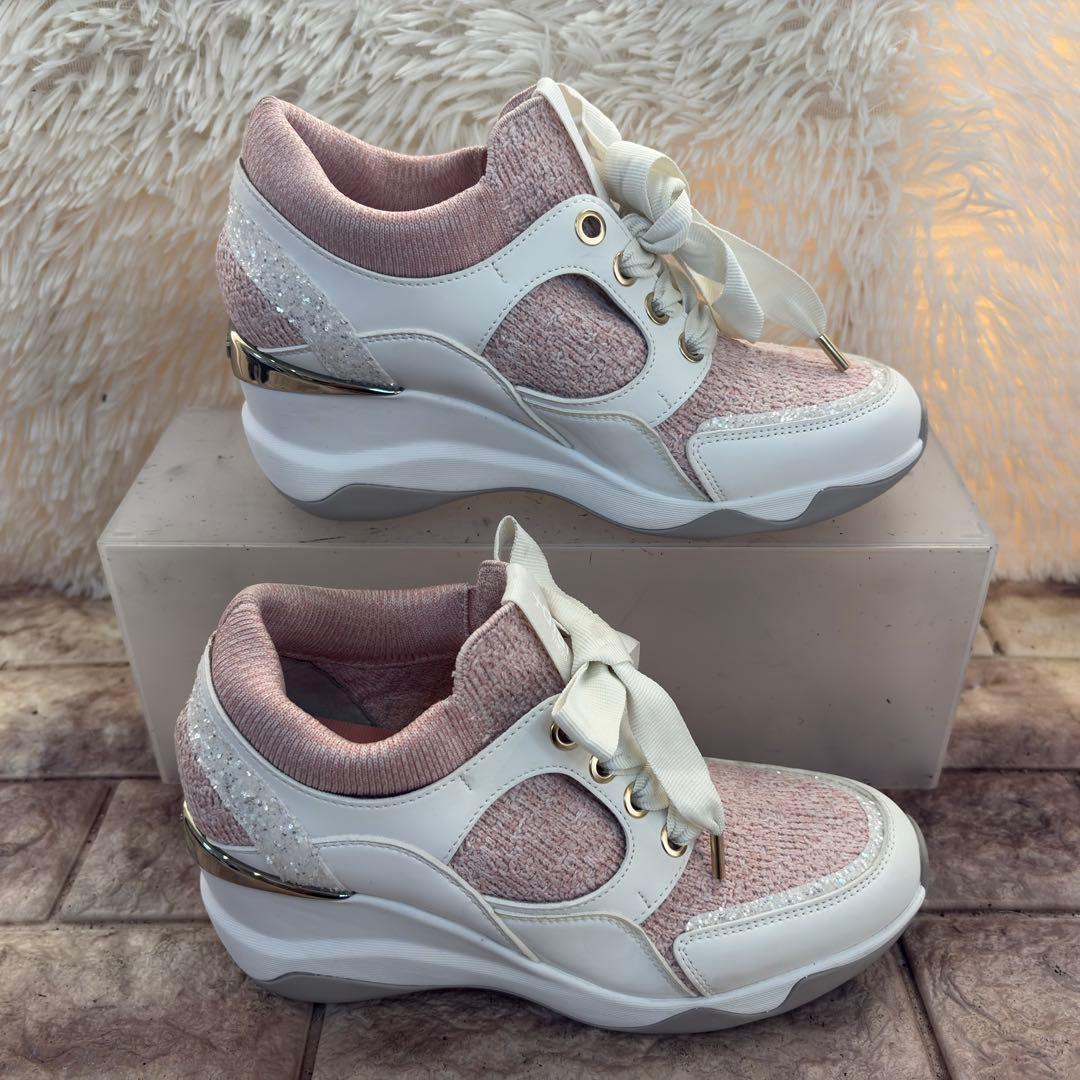 極美品　プラスダイアナ　【撥水加工】ニットコンビスニーカー 23.5cm