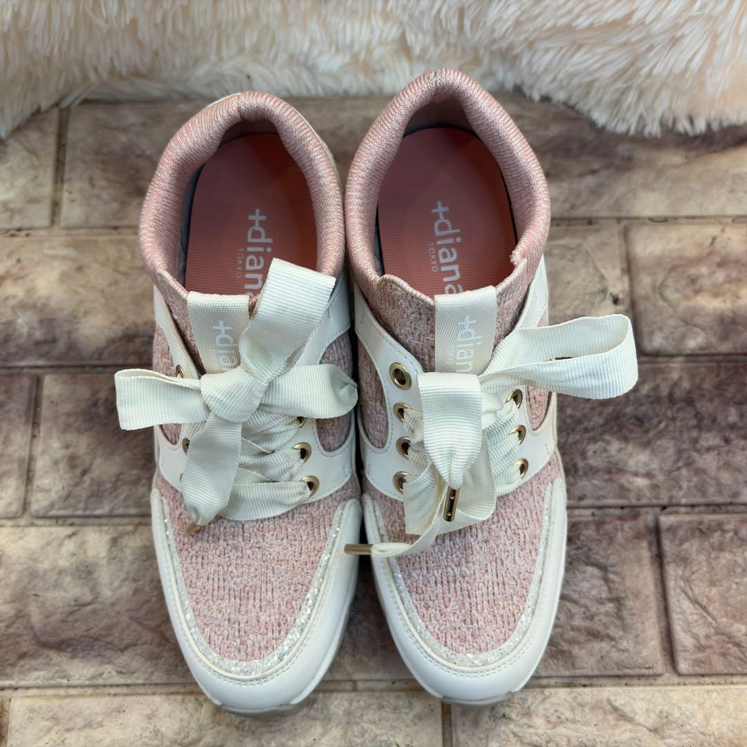 極美品　プラスダイアナ　【撥水加工】ニットコンビスニーカー 23.5cm