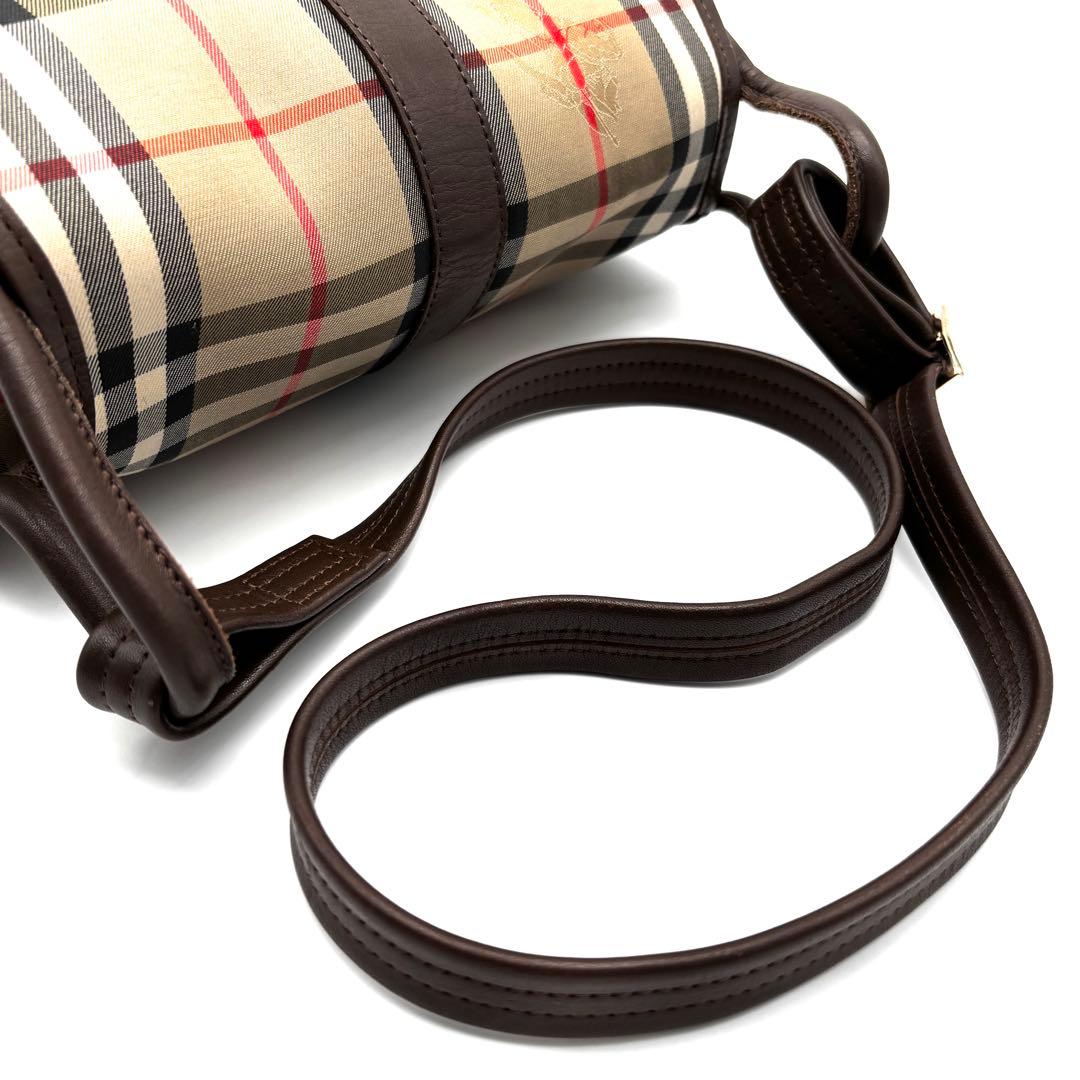 極美品 バーバリー ショルダーバッグ ノバチェック ホースロゴ 金具 ベージュ