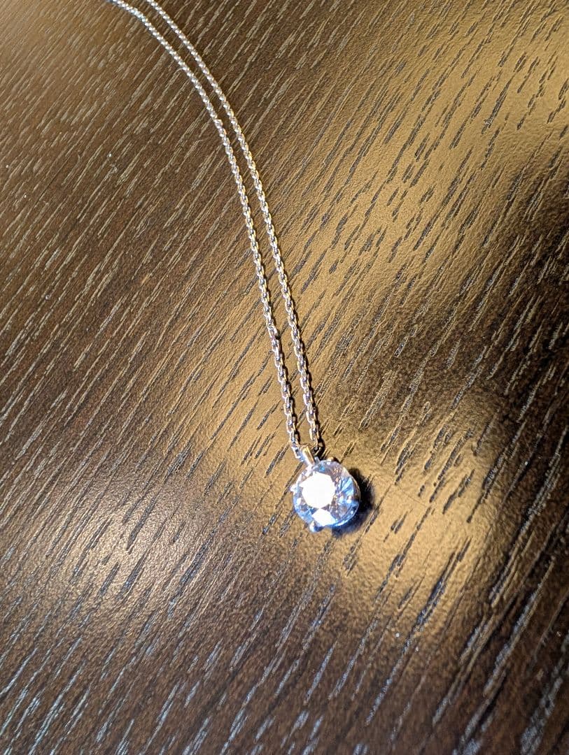 プラチナネックレスチェーン　シルバージルコニアネックレスチャーム