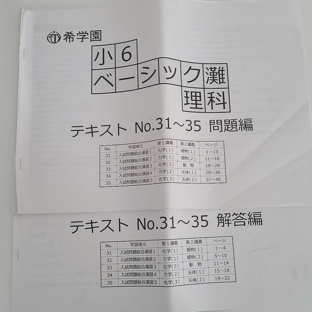 希学園　小６灘コース　入試対策国算理　テストゼミ