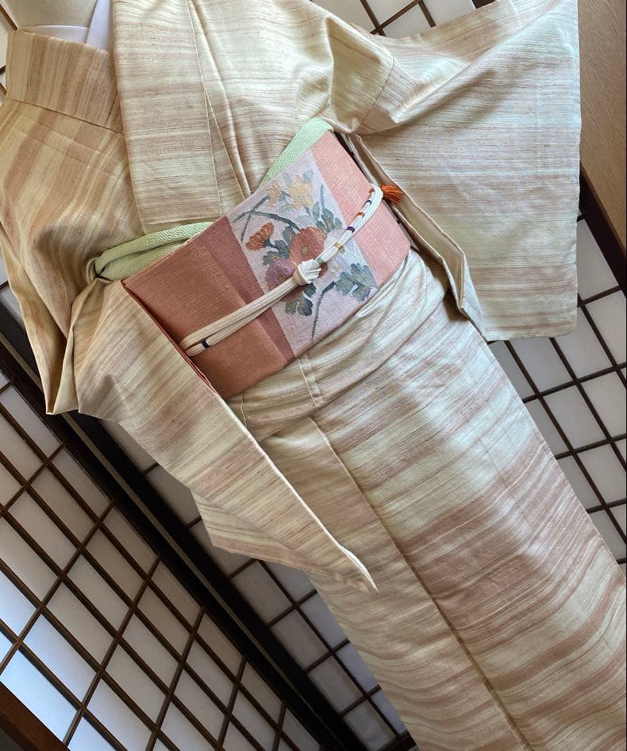 郡上紬　真綿紬　草木染　アイボリー