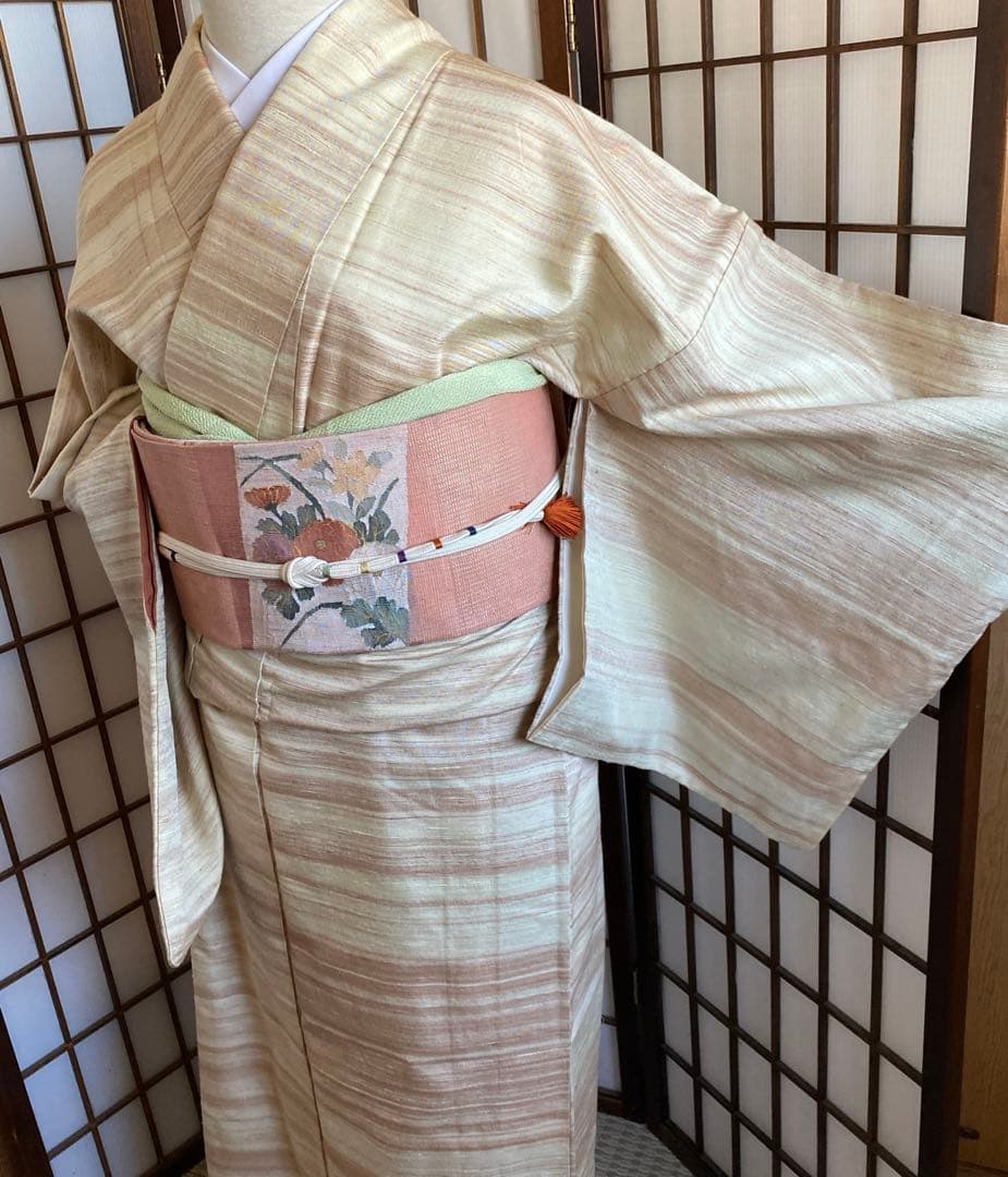 郡上紬　真綿紬　草木染　アイボリー