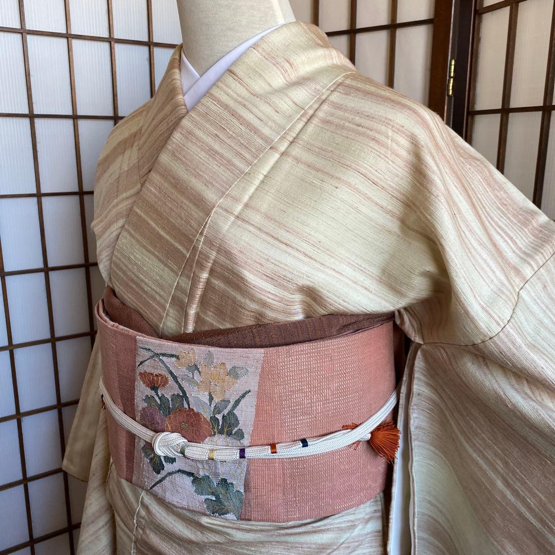 郡上紬　真綿紬　草木染　アイボリー