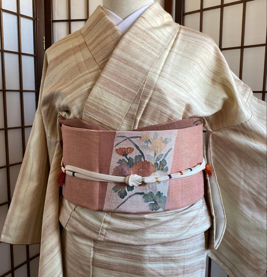 郡上紬　真綿紬　草木染　アイボリー