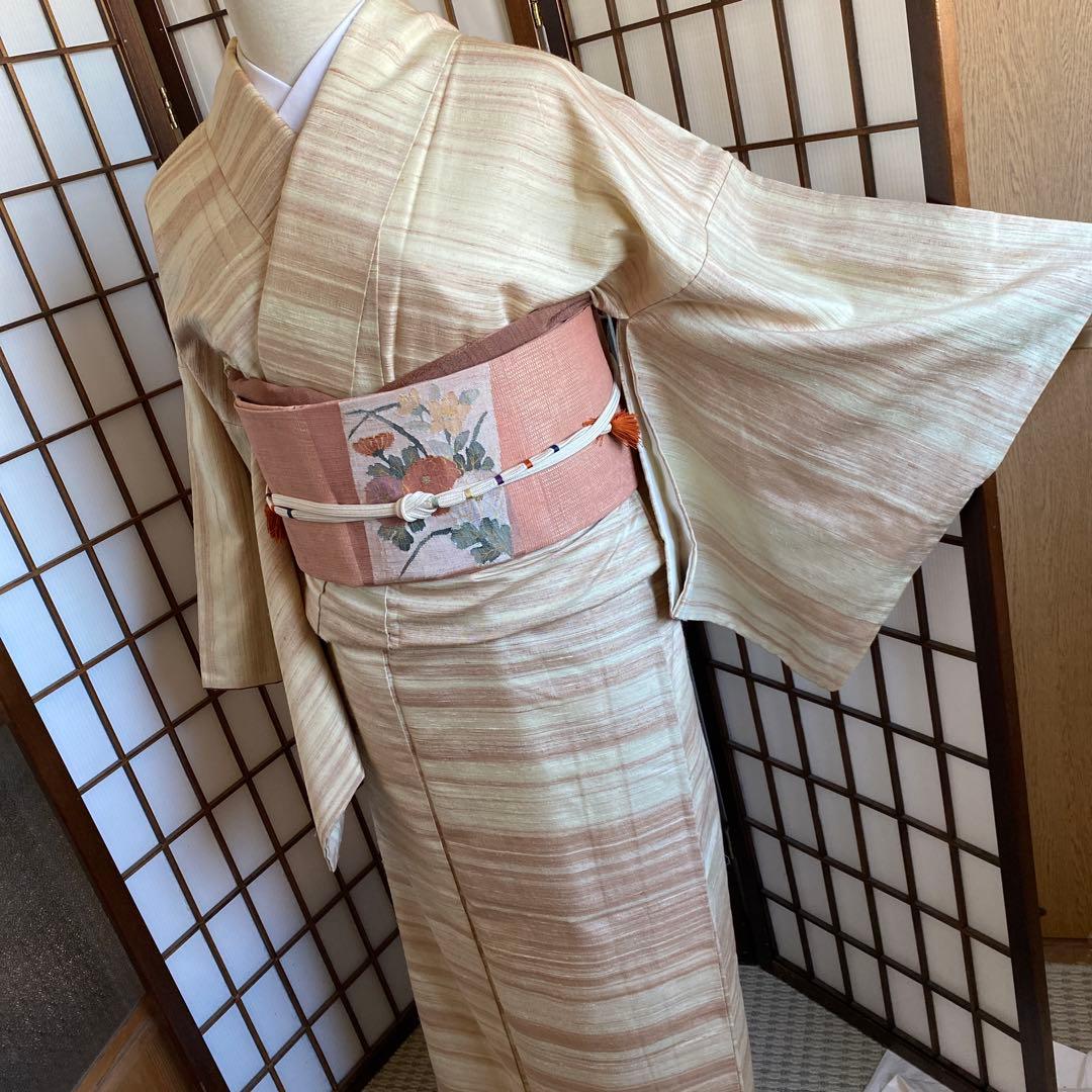 郡上紬　真綿紬　草木染　アイボリー