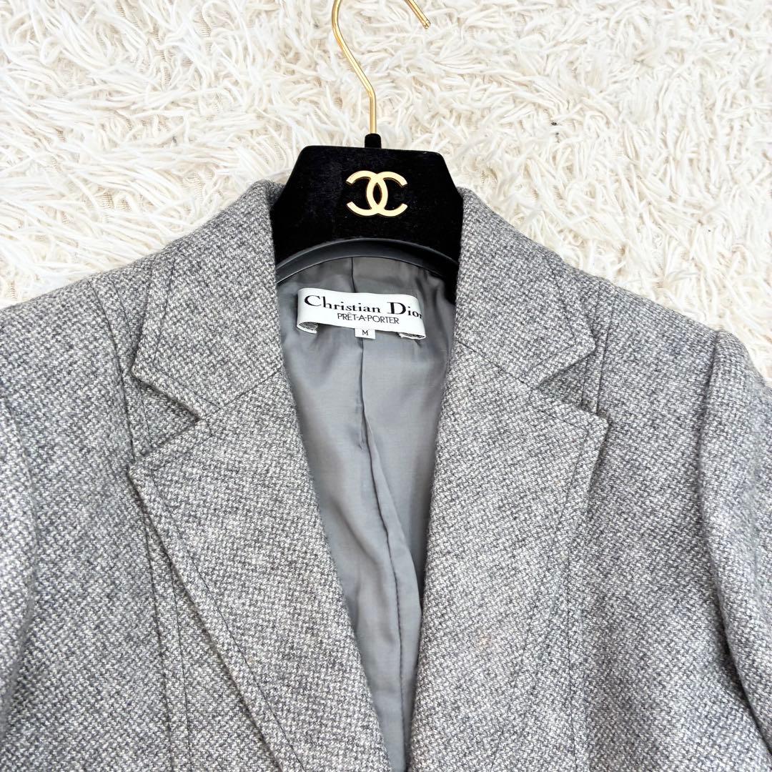 Christian Dior グレー ウール混 テーラードジャケット M