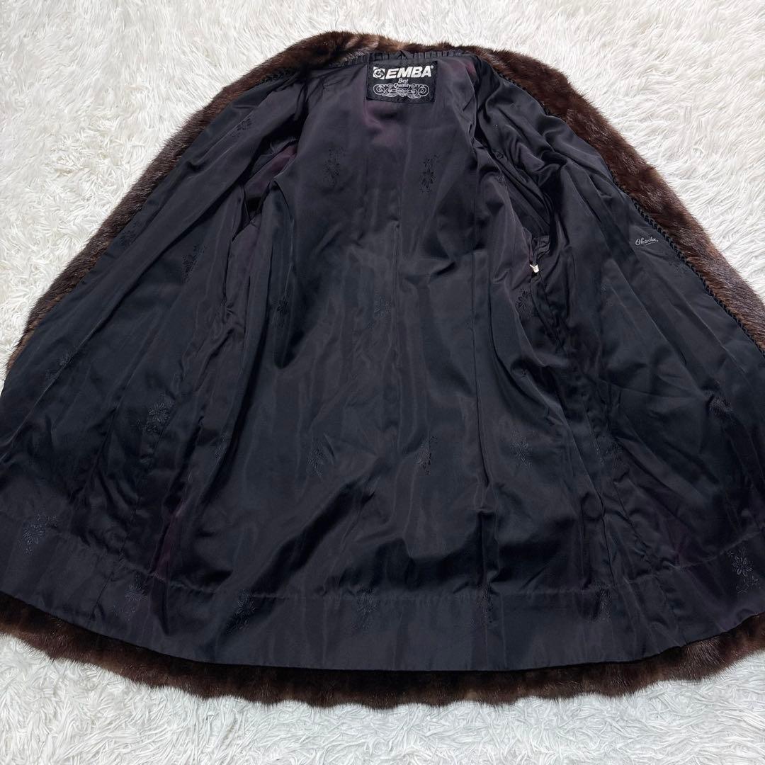 エンバ 毛皮 コート 13号 XL リアルファー ブラウン