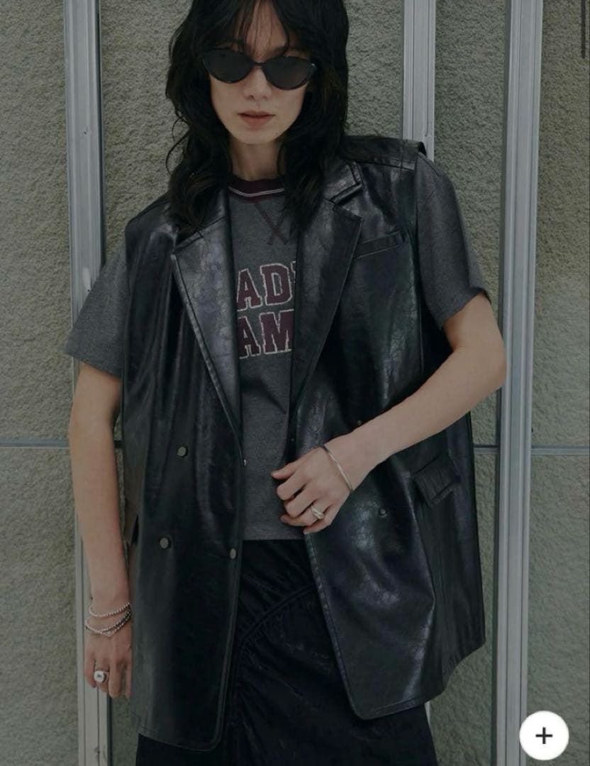 Ameri CRASH FAKE LEATHER N/S JACKET タグ付き