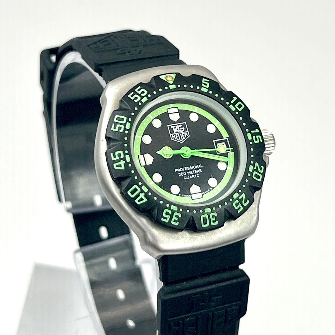 希少✨　タグホイヤー　ブラック文字盤　グリーン　フォーミュラ1 純正ベルト