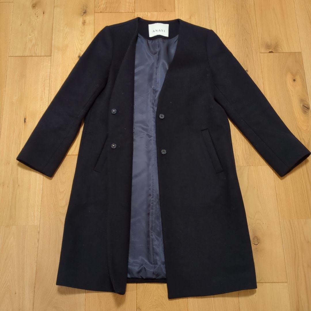 ANAYI ネイビー チェスターコート