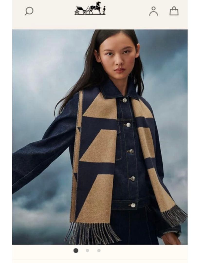 エルメス　HERMES カシミヤ　マフラー カザック・オプティック