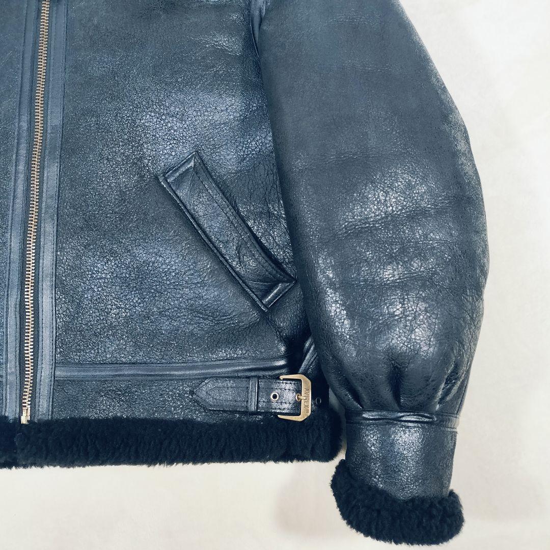 【極希少】AVIREX B-3 ムートンジャケット 黒 44 ビッグサイズ