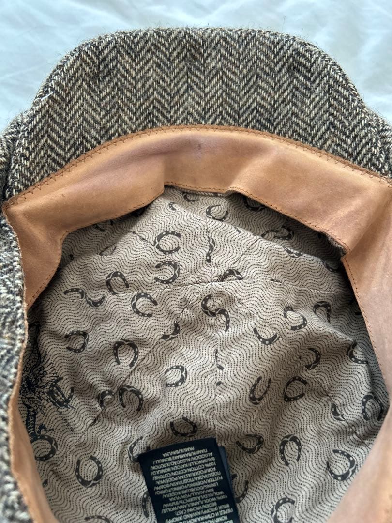 激レア品　ダブルアールエル　RRL ニュースボーイキャップ　レザーパインピング