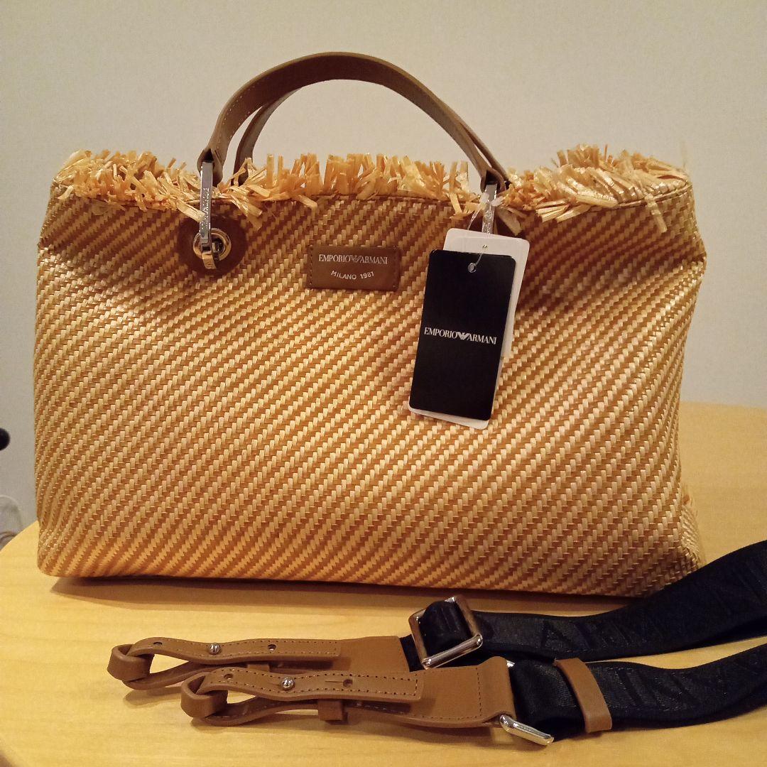エンポリオアルマーニ　ラフィアトートバッグ
