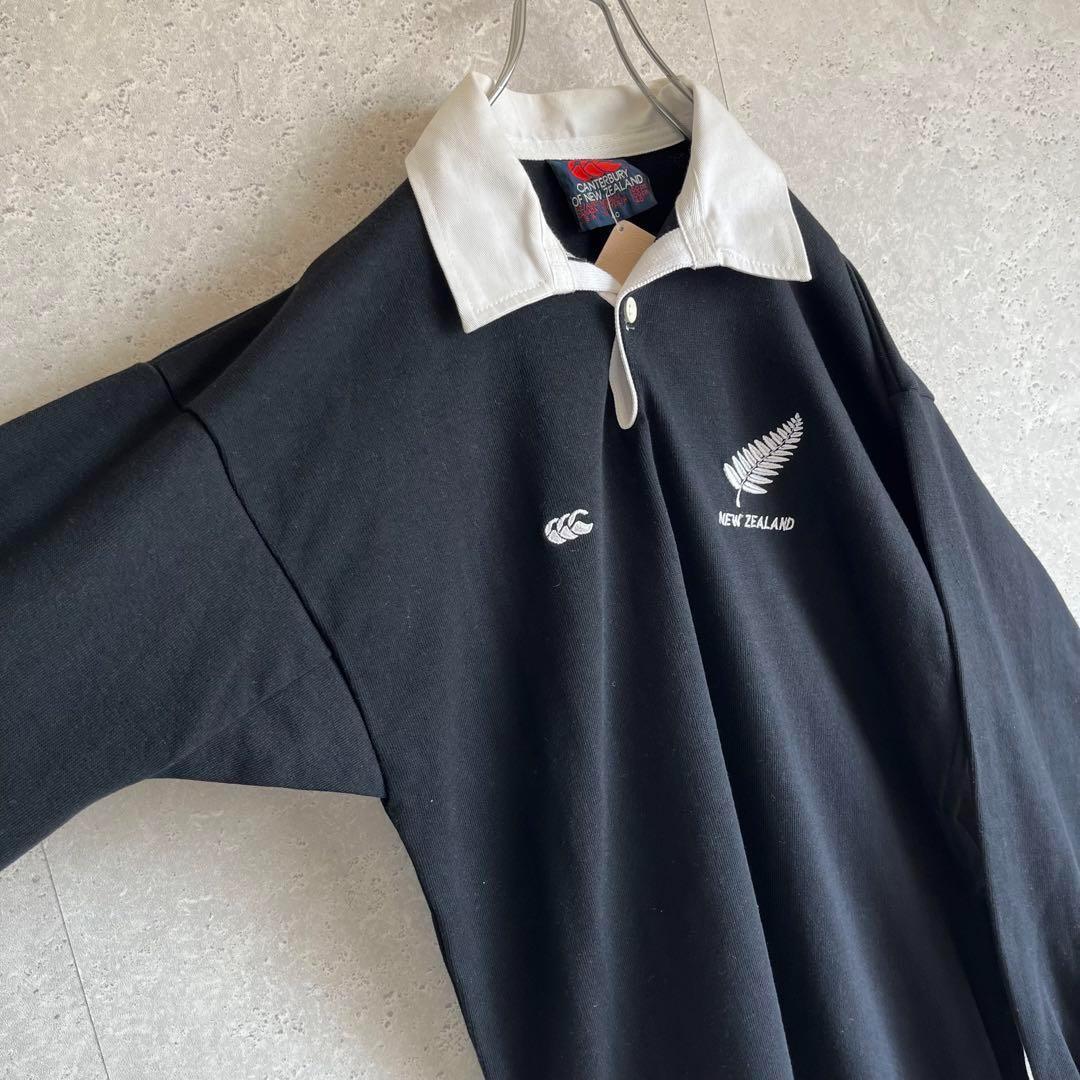 オールド デッドストック カンタベリー オールブラックス 長袖 ラガーシャツ