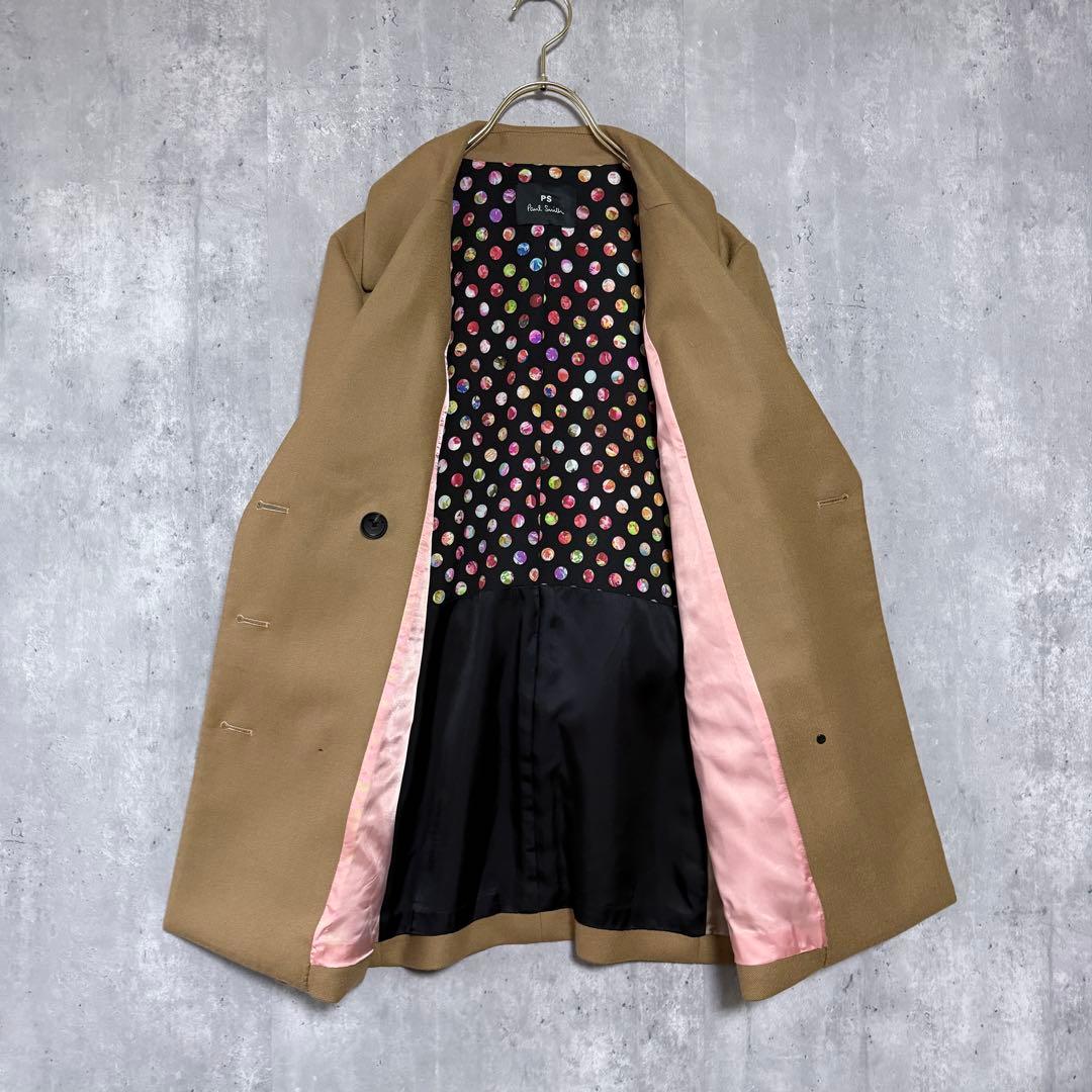 美品✨PS ポールスミス ダブルブレスト ウールPコート キャメル 42 ドット