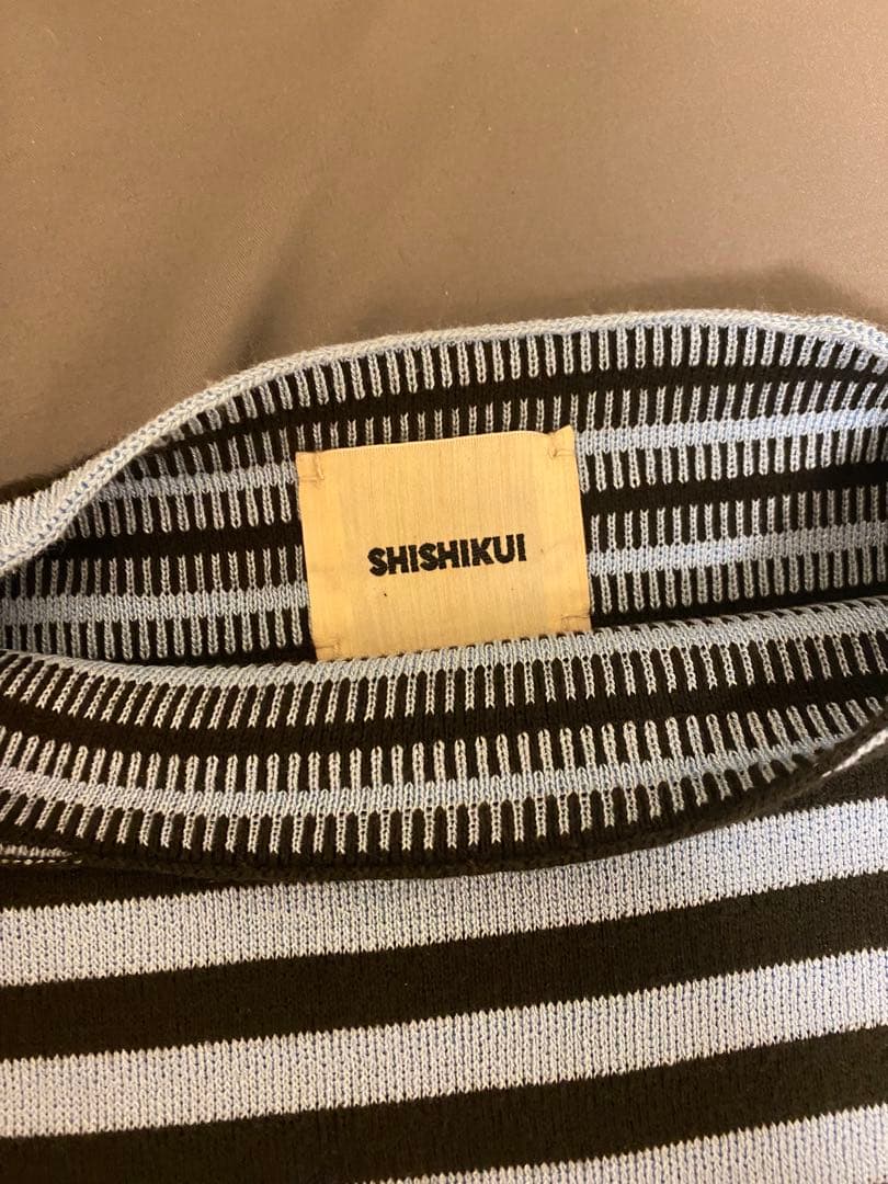 ［新品未使用］SHISHIKUI boda サックス×ブラウン ボーダー長袖