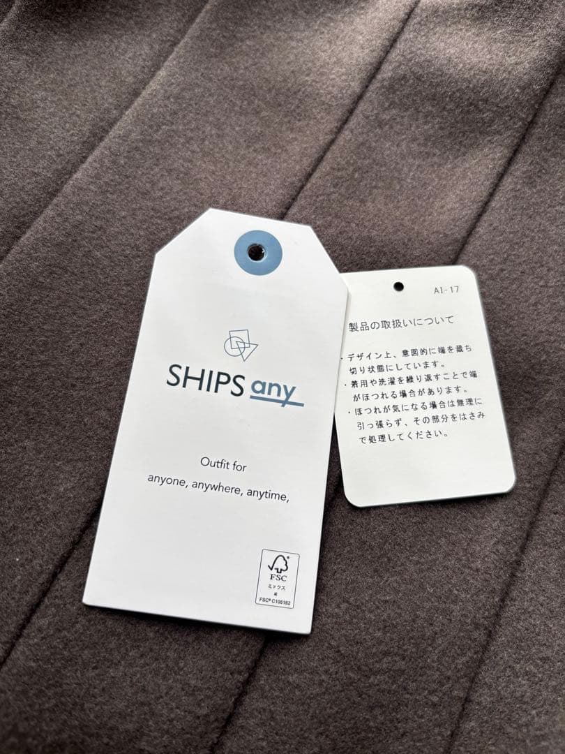 SHIPS エア ニードル クルーネック タック フレア ワンピース