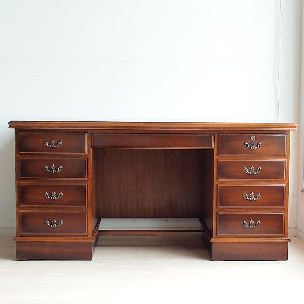 オールドカリモク コロニアル 両袖デスク 鍵無 ビンテージ ZR24010