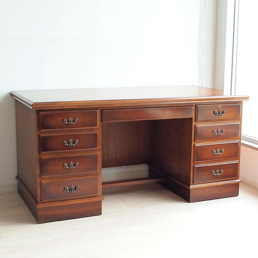 オールドカリモク コロニアル 両袖デスク 鍵無 ビンテージ ZR24010