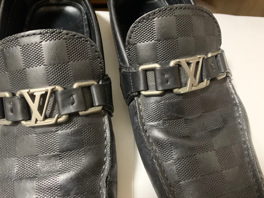 最終価格ルイヴィトン ローファー ダミエ ホッケンハイム レザーサイズ7 1/2