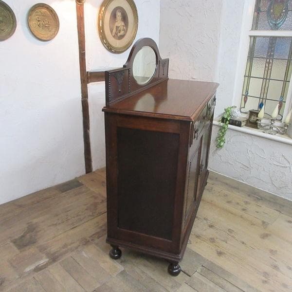 イギリス アンティーク 家具 ミラーバックサイドボード 食器棚 英国 6826d