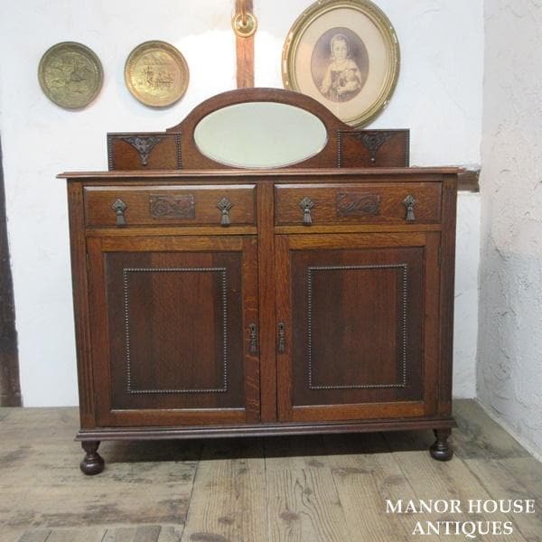 イギリス アンティーク 家具 ミラーバックサイドボード 食器棚 英国 6826d