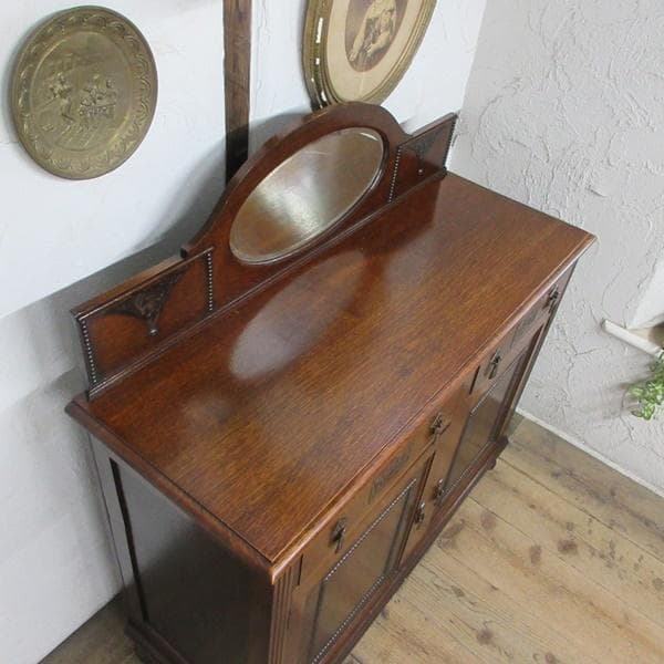 イギリス アンティーク 家具 ミラーバックサイドボード 食器棚 英国 6826d