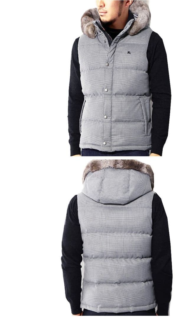 千鳥格子柄ダウンベスト　バーバリーブラックレーベル