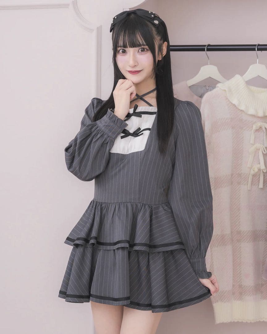 にいな　pium クロステープバイカラーティアードワンピース