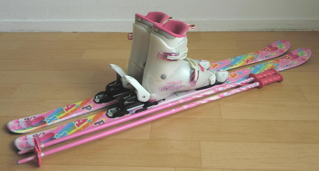 ■1月限定■送料無料■KAZAMA■子供用スキーセット■板116靴22■WAX■