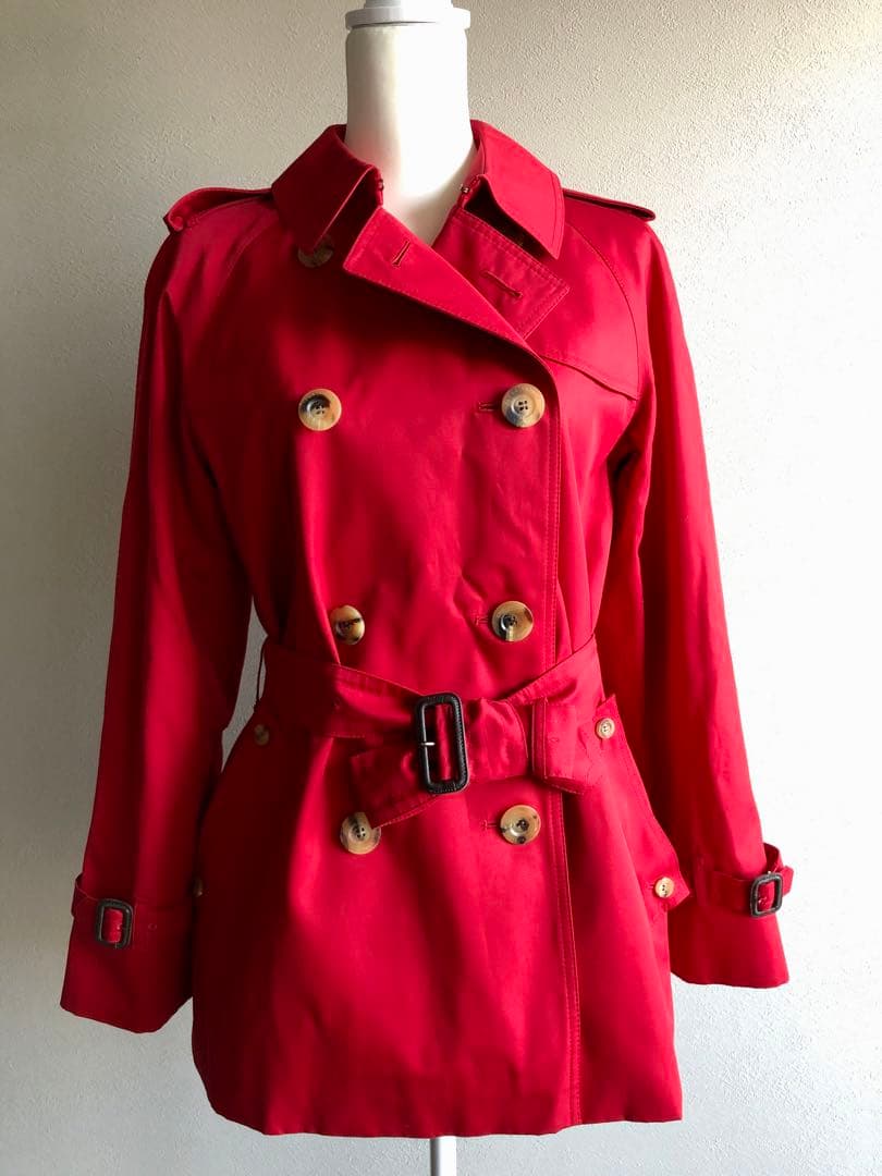 未使用タグ付き: Aquascutum レッド トレンチコート F