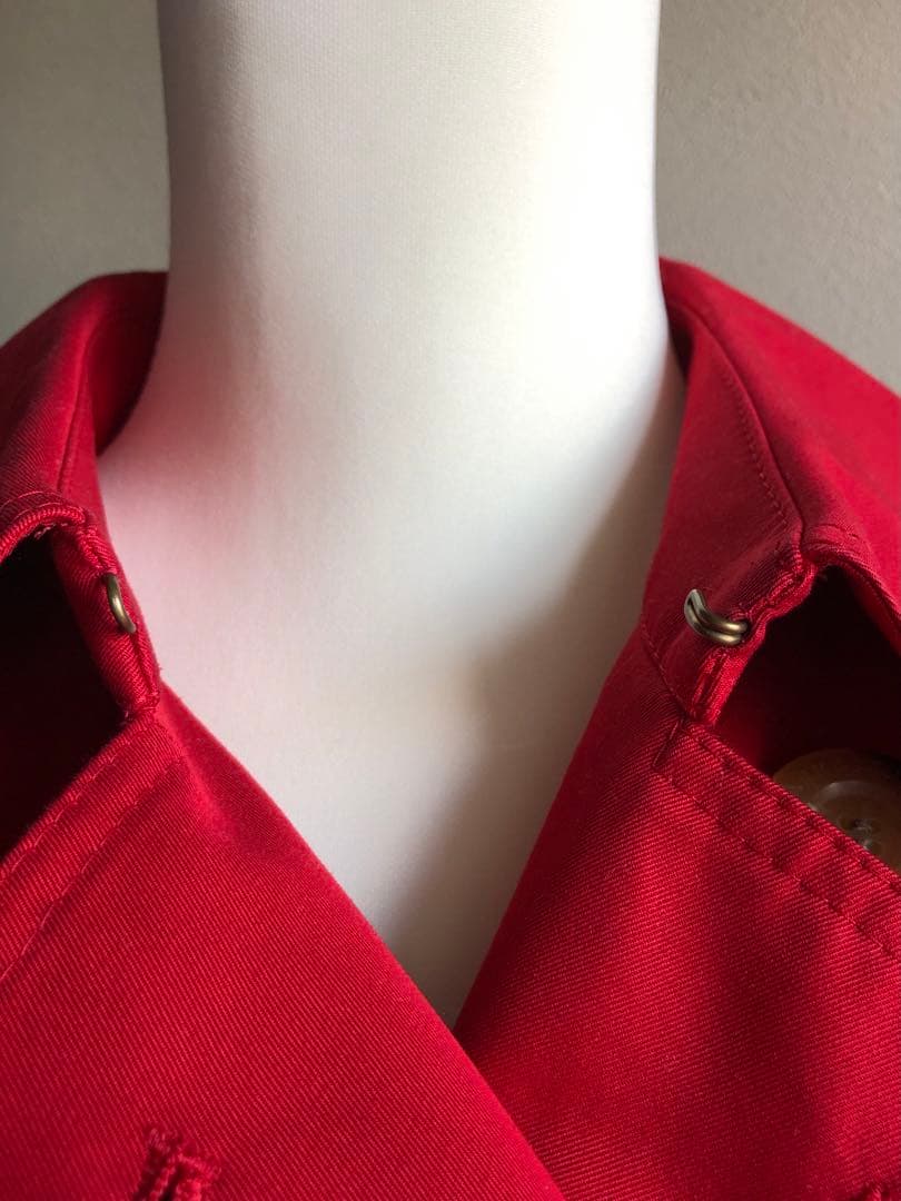 未使用タグ付き: Aquascutum レッド トレンチコート F