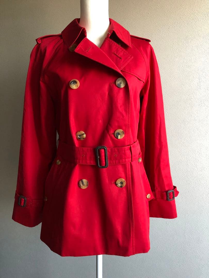 未使用タグ付き: Aquascutum レッド トレンチコート F