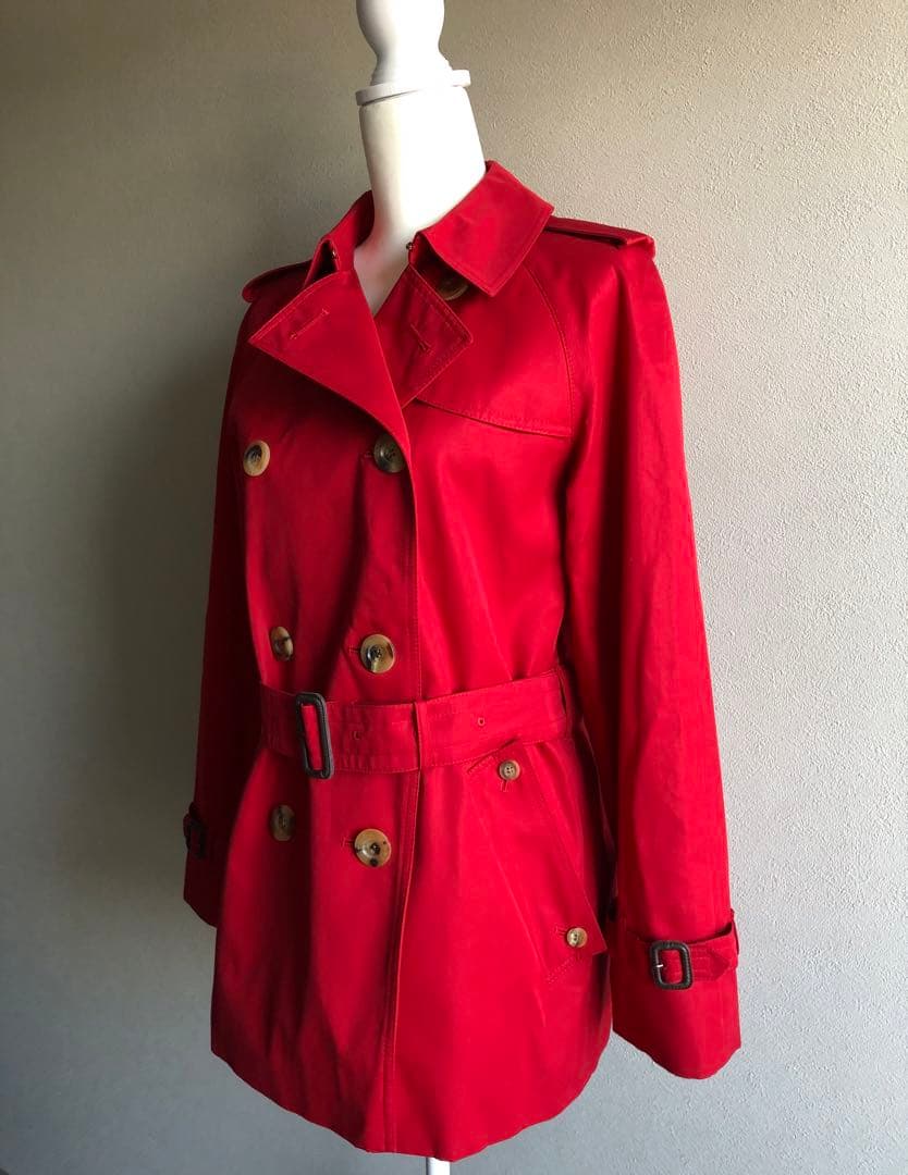 未使用タグ付き: Aquascutum レッド トレンチコート F