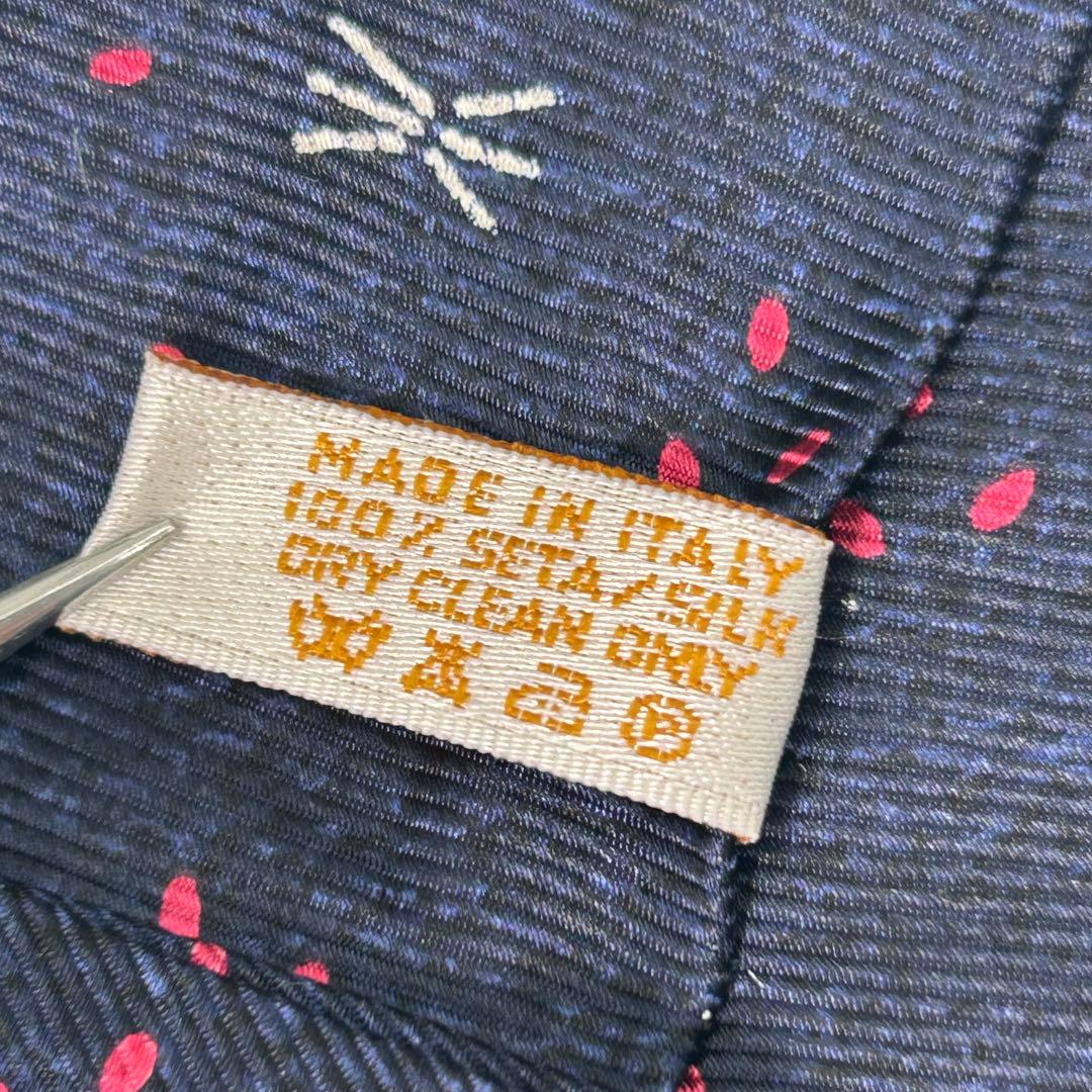 【超美品】BVLGARI ブルガリ 斑点柄 ドット柄 ネクタイ メンズ ネイビー