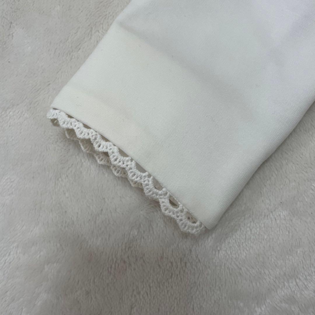 【美品】mezzo piano メゾピアノ　ノーカラージャケット　ホワイト120