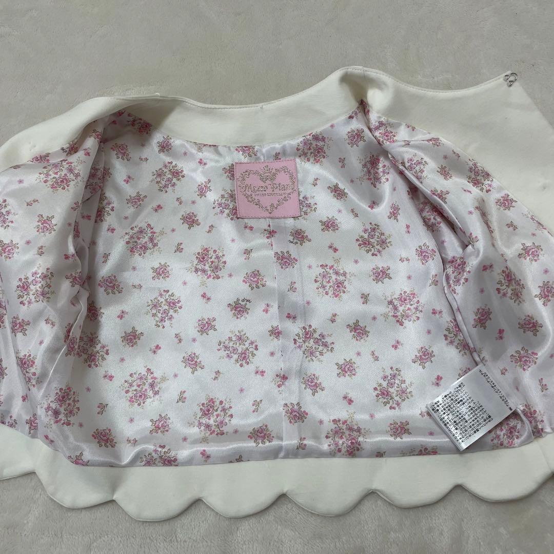 【美品】mezzo piano メゾピアノ　ノーカラージャケット　ホワイト120