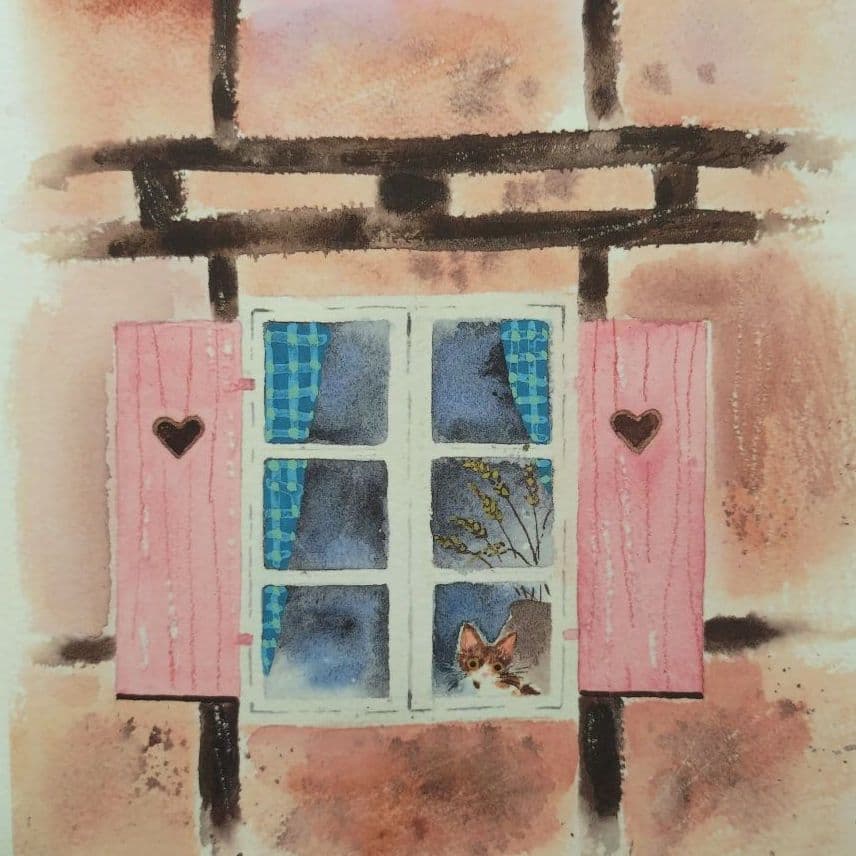 猫の版画 渡辺あきお 額装品 ジクレー 限定品 メルヘン 癒し系 猫好き 犬好き