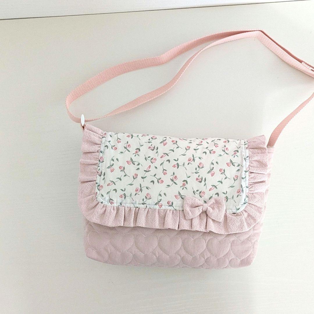 ハンドメイド入園入学セット図書袋ショルダーレッスンバック上靴袋ハートキルティング