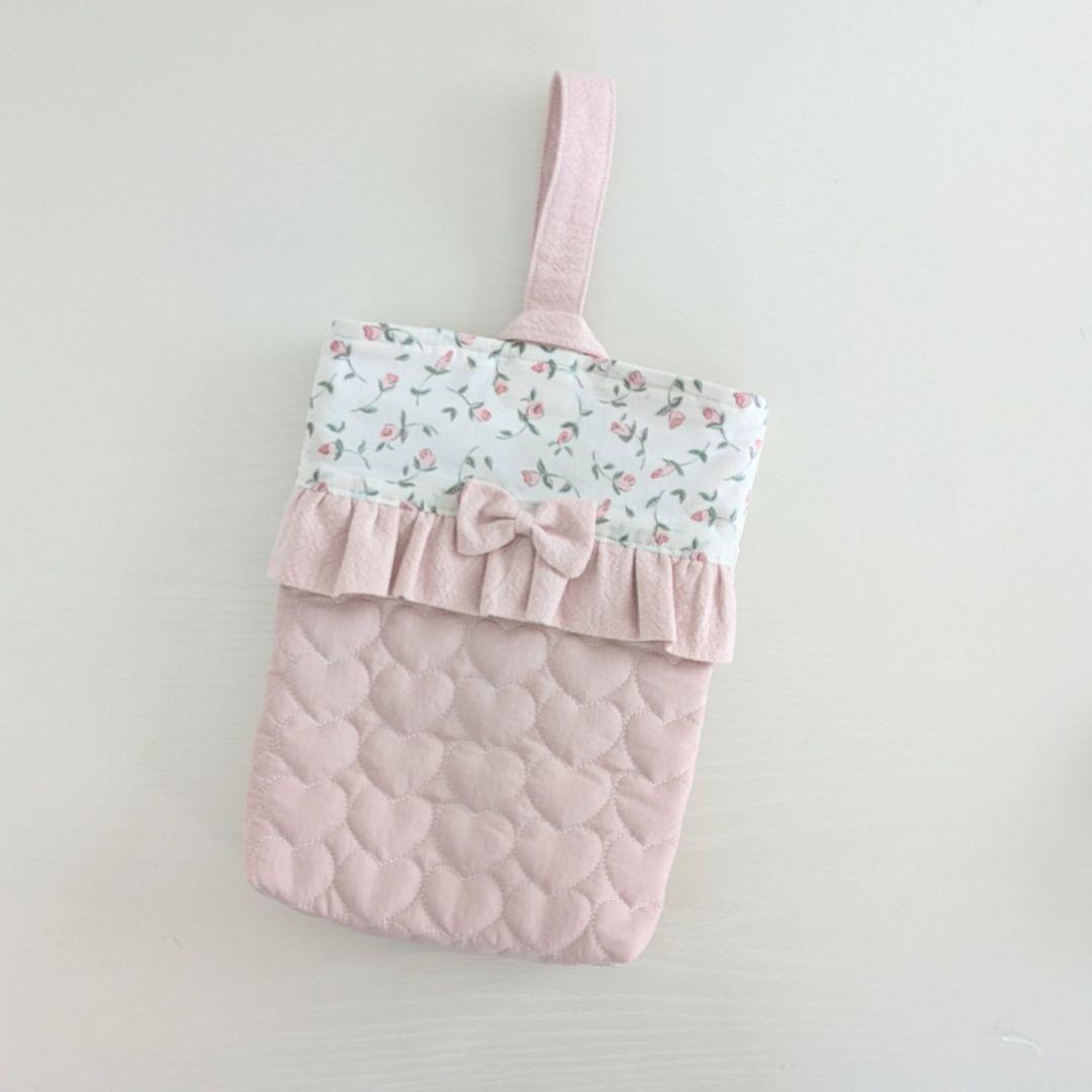 ハンドメイド入園入学セット図書袋ショルダーレッスンバック上靴袋ハートキルティング