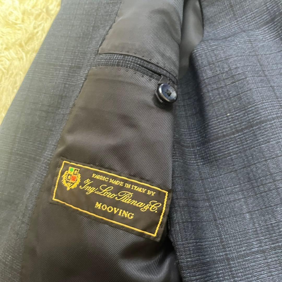 シップス SHIPS ロロピアーナ スーツ セットアップ チェック ネイビー M