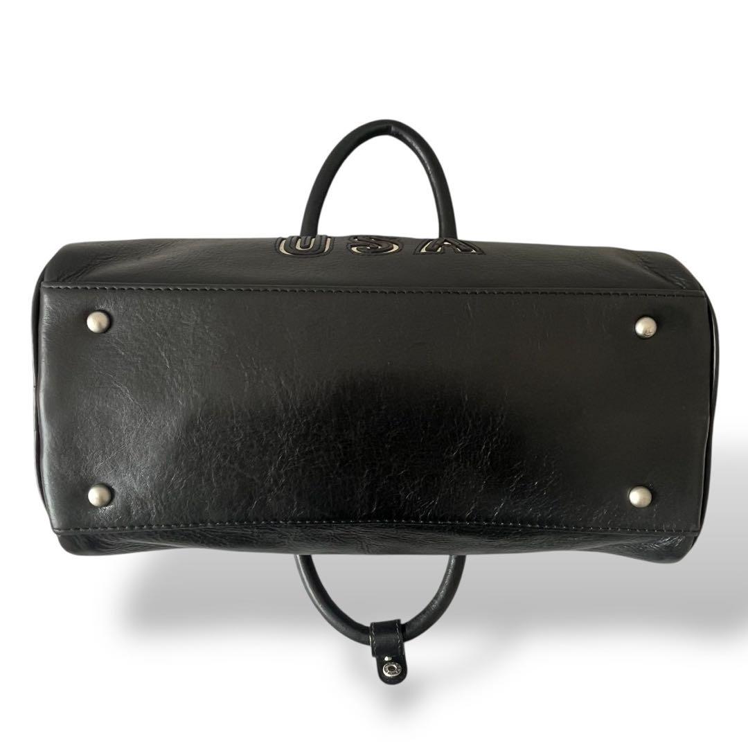 AVIREX レザー ミニ ボストンバッグ ブラック USA ロゴ y2k