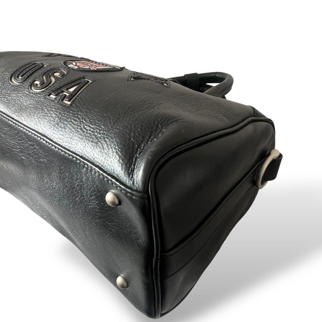 AVIREX レザー ミニ ボストンバッグ ブラック USA ロゴ y2k