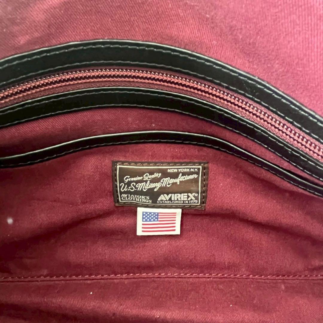 AVIREX レザー ミニ ボストンバッグ ブラック USA ロゴ y2k