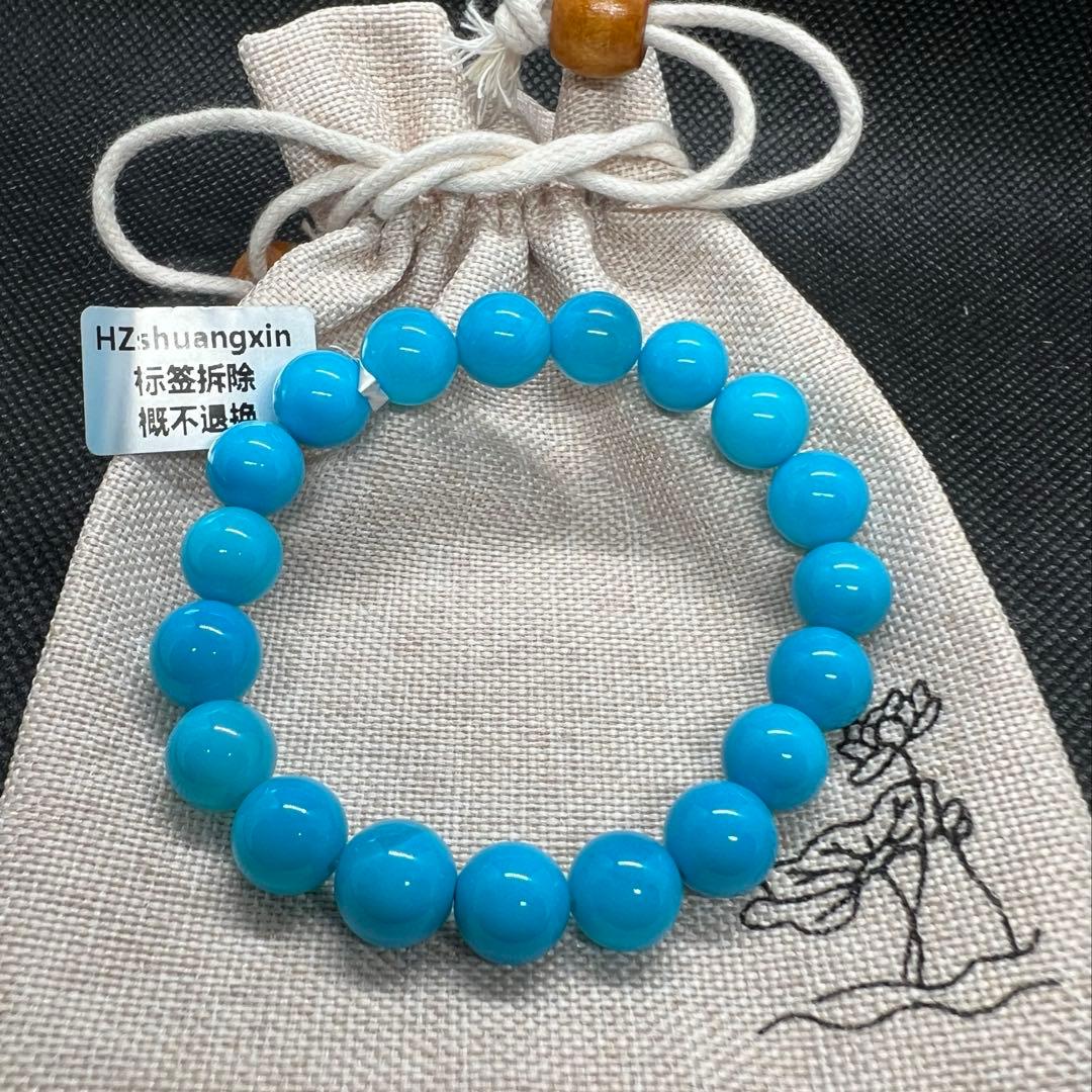 天然 高品質のターコイズ(トルコ石)ブルーのブレスレットAB1071